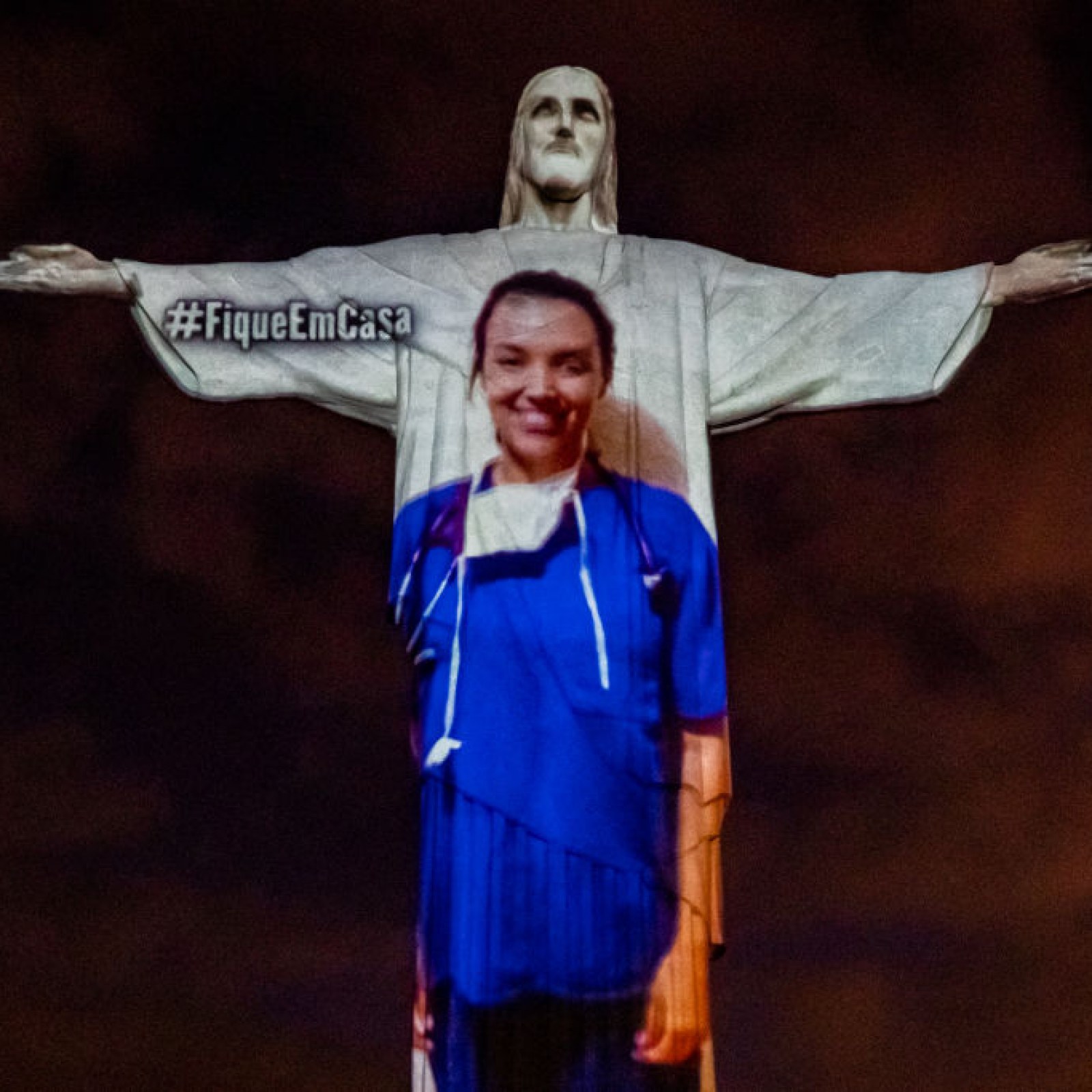 Christ the Redeemer Statue Lit up to Look Like a Doctor to Honor ...
