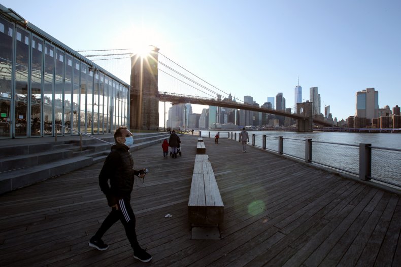 Dumbo, Brooklyn, NYC, coronavirus mask, March 2020