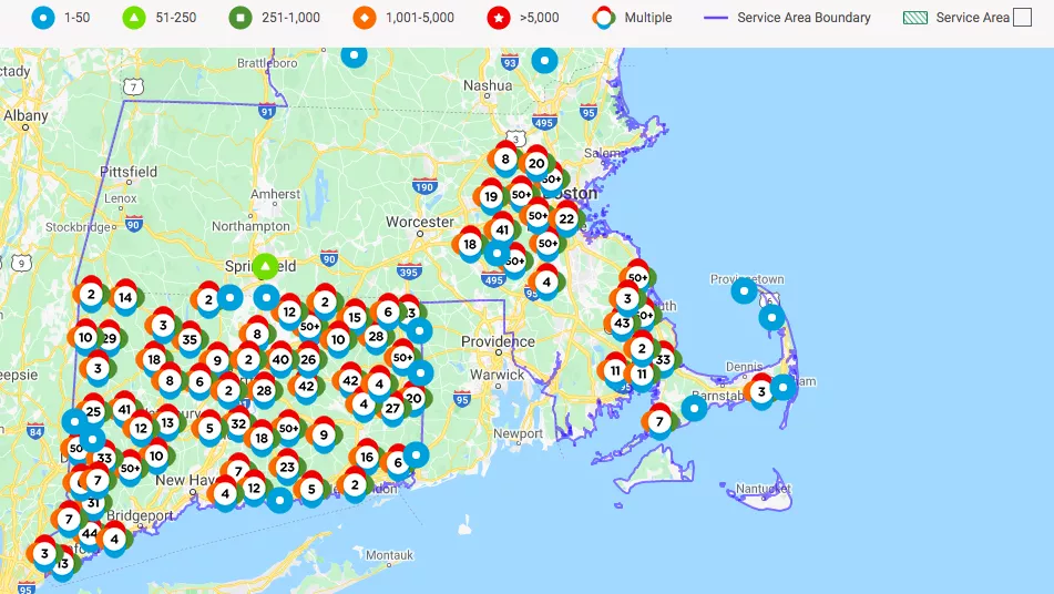 LIVE MAP: Massachusetts power outages