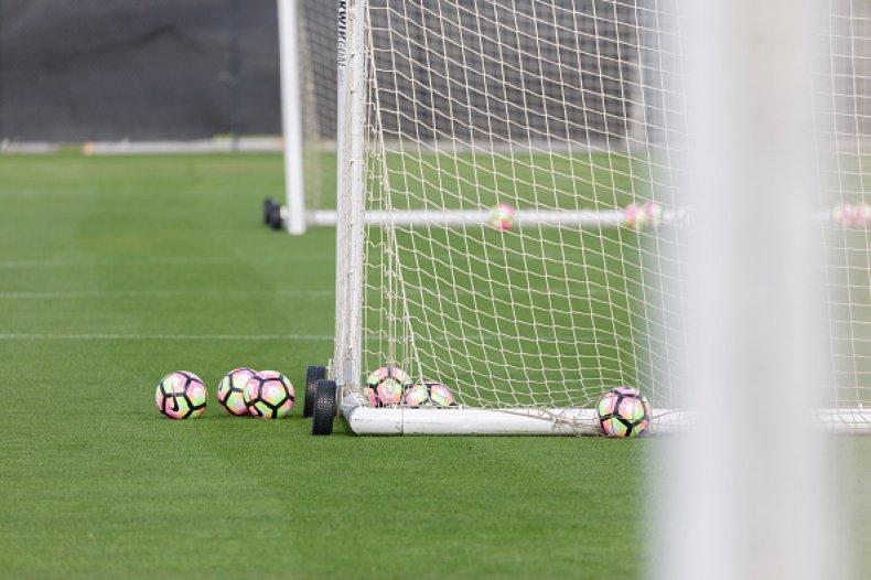 Soccer goal and soccer balls