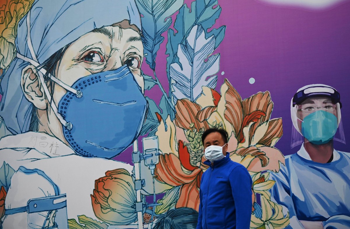 Coronavirus, mural, Wuhan, China, April 2020