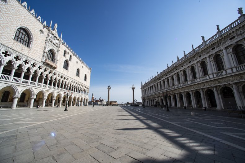 Piazza San Marco, Venice, Italy, coronavirus, April
