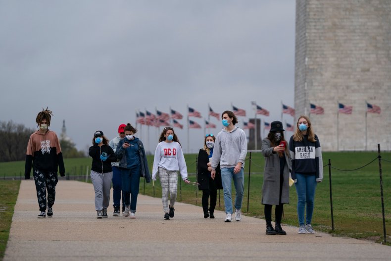 Young People Wear Masks in Washington, D.C.