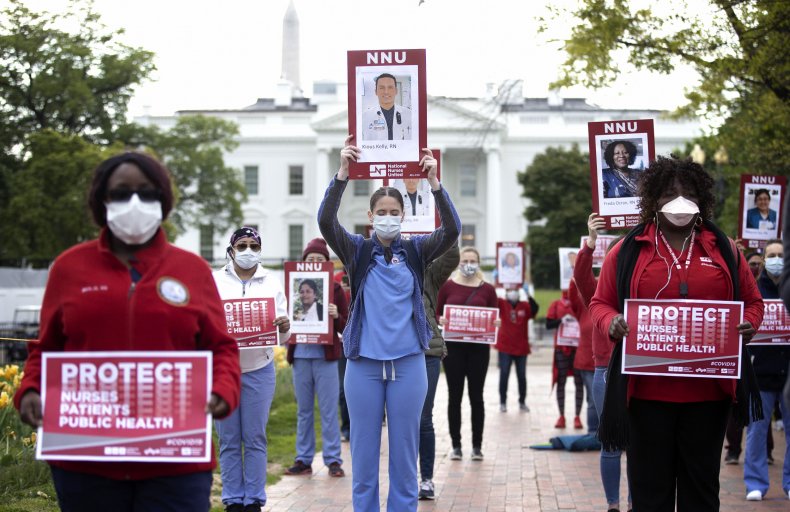 National Nurses United, coronavirus protest, April 2020