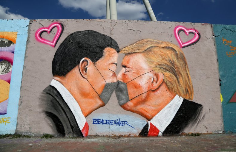 Grafitti of Xi Jinping and Donald Trump