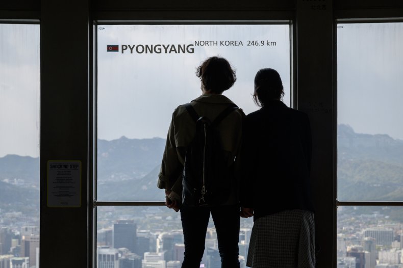 south, korea, view, pyongyang, border