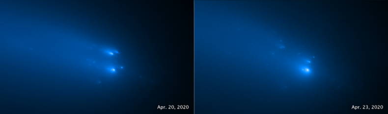 C/2019 Y4 (ATLAS), taken on April 20 (left) and April 23, 2020