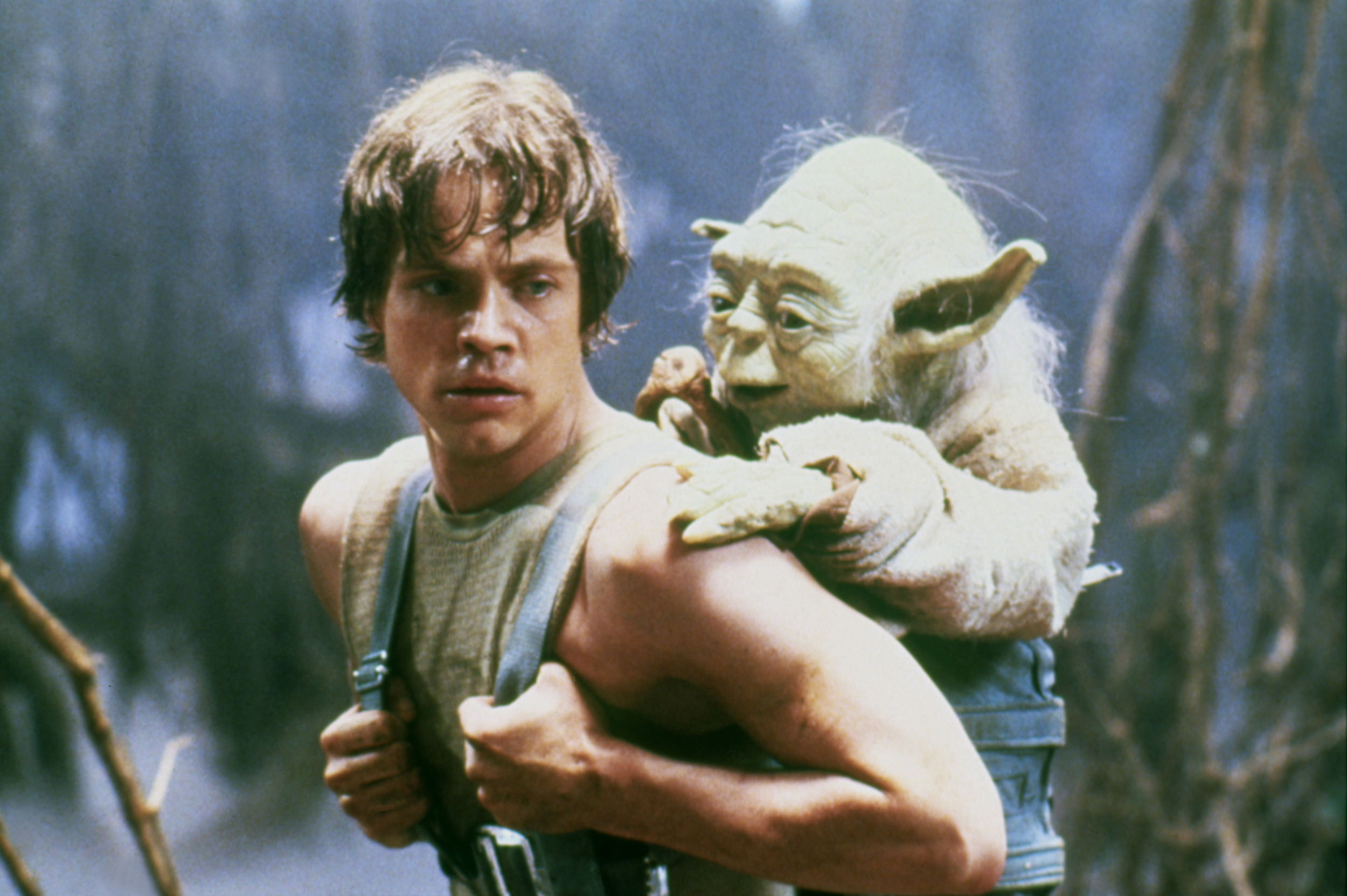 Luke Skywalker (Mark Hamill) left and Yoda (Frank Oz) right in "Star Wars: Episode V - The Empire Strikes Back" (1980)