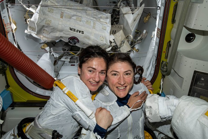 NASA astronauts Jessica Meir (left) and Christina Koch (right) 