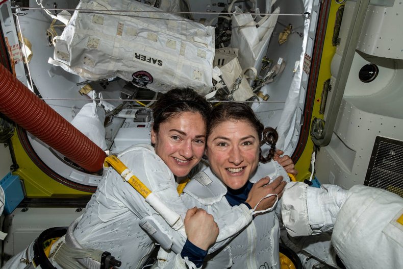 NASA astronauts Jessica Meir (left) and Christina Koch (right)