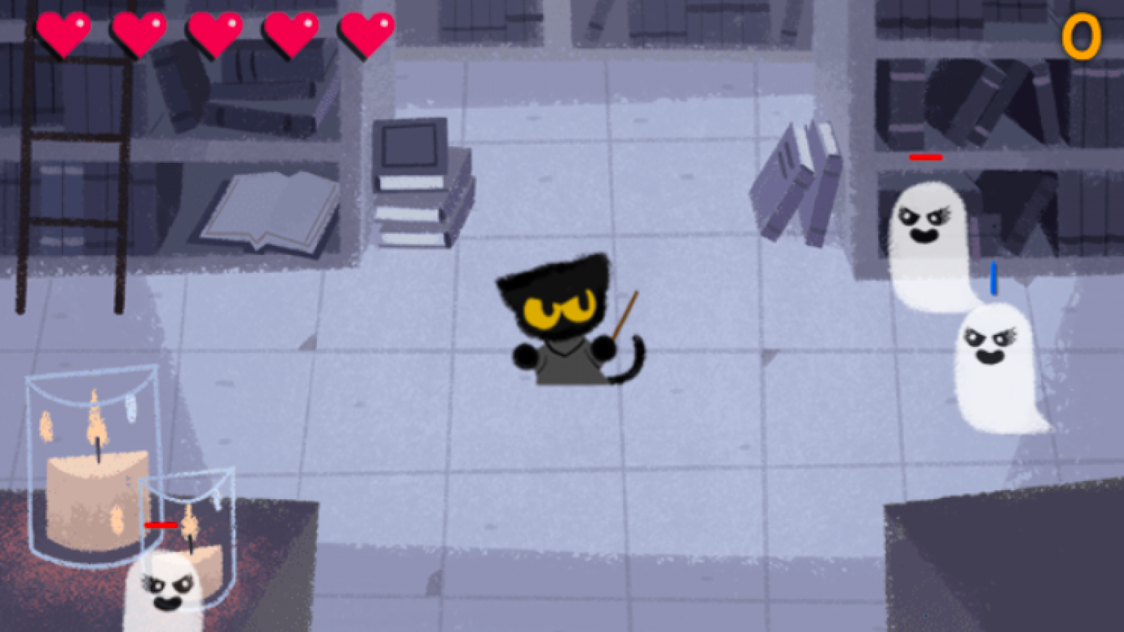 Popular Google Doodle Games: Defend the Magic Cat Academy Against Ghosts in  Throwback Halloween Game