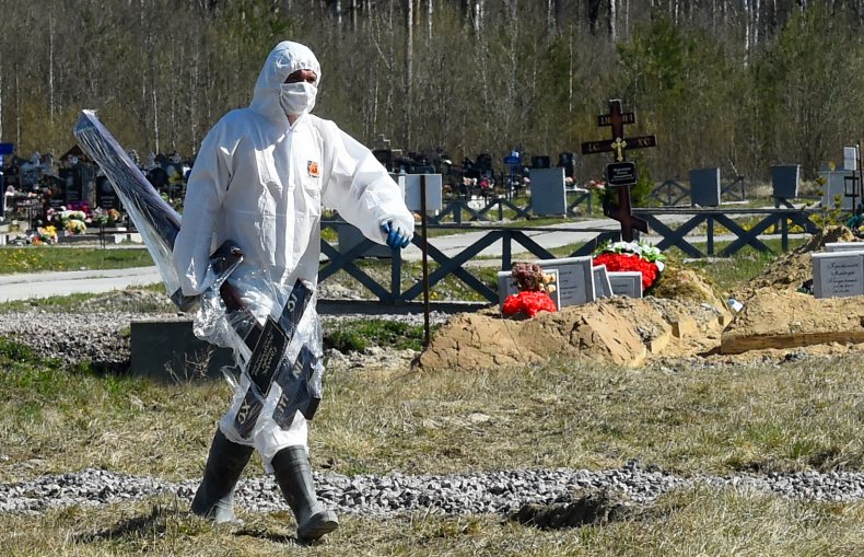 Russian cemetery workers