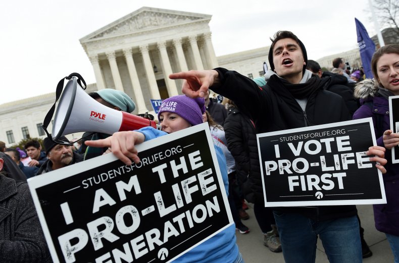 Pro-life protesters outside Supreme Court.