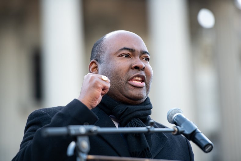 Jaime Harrison speaks to the crowd
