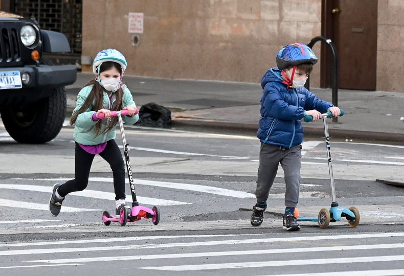 Children wearing masks