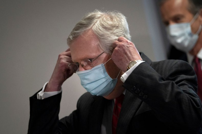 Mitch McConnell Puts on Face Mask