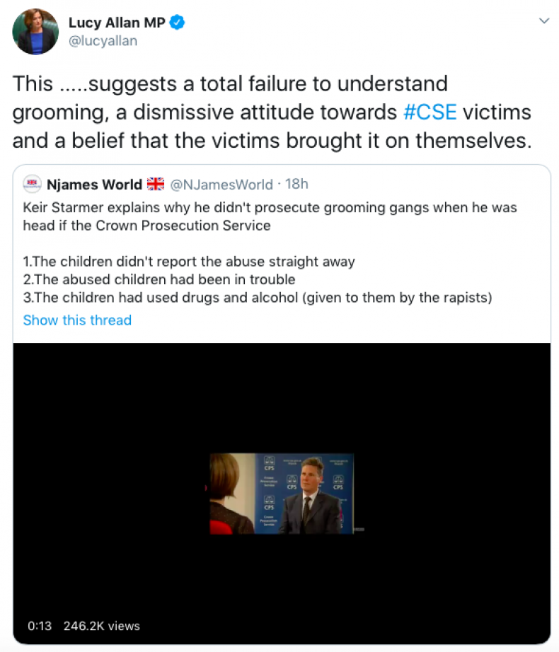 Lucy Allan MP has since also deleted her tweet