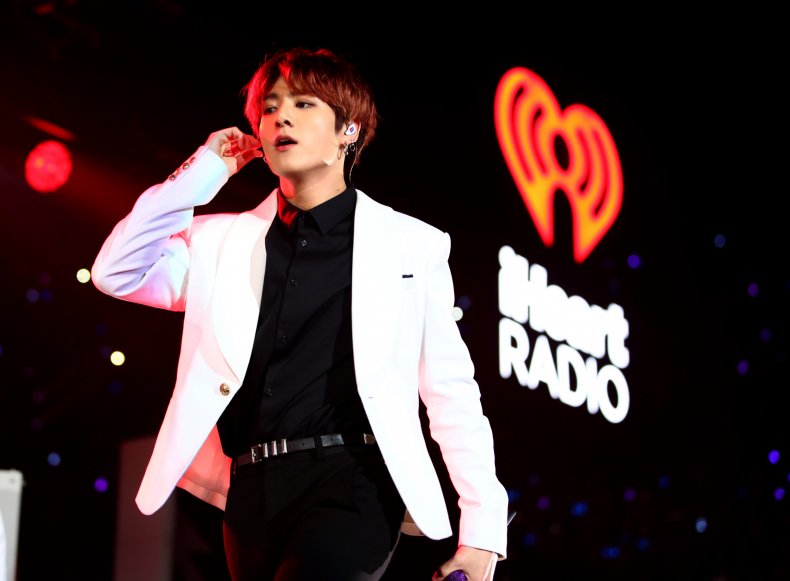 Jungkook of K-pop band BTS performing at the Jingle Ball concert series on December 6, 2019 in Los Angeles, California. 