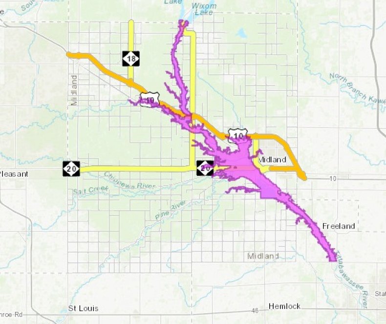 midland county flooding evacuation map