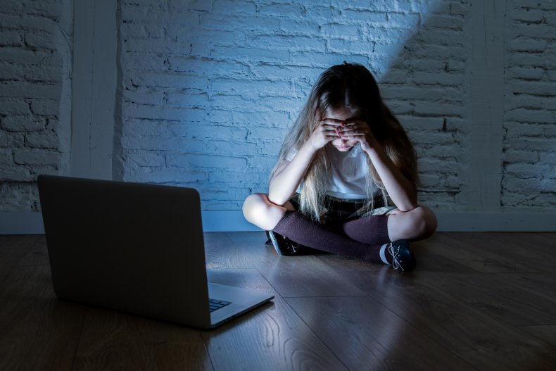 online child sex abuse stock photo