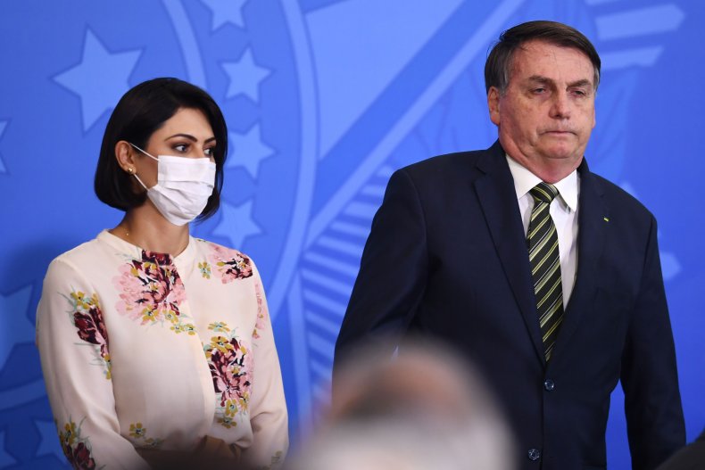 Jair Bolsonaro, wife Michelle, Brazil, April 2020 Jair Bolsonaro, wife Michelle, Brazil, April 2020