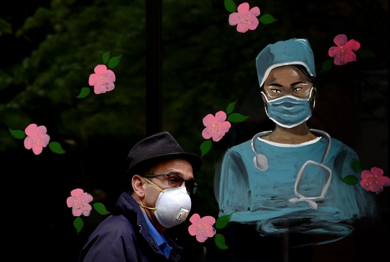coronavirus, health worker, mural, Arlington, Virginia on May 6, 2020