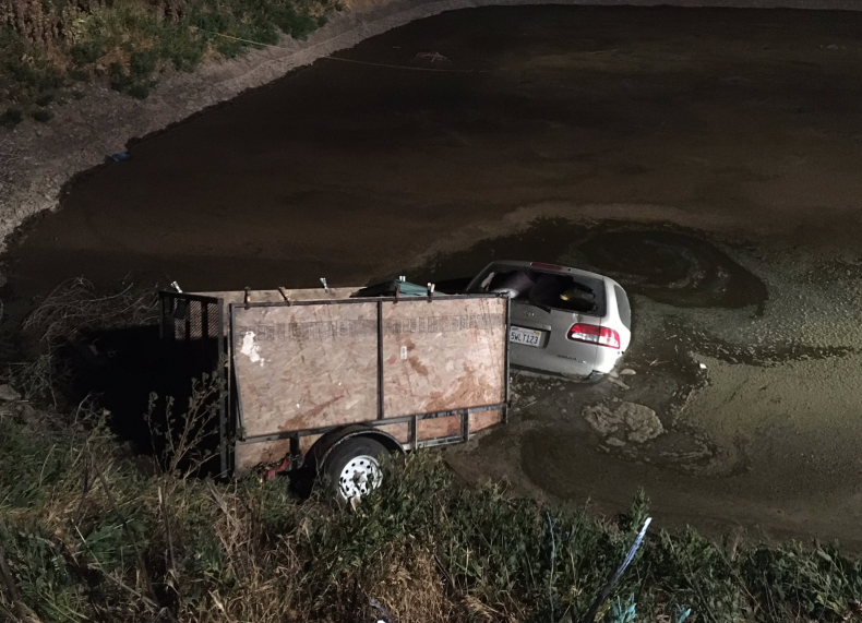 California crash into manure pond