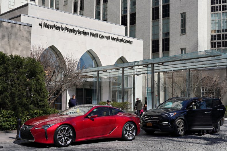 Weill Cornell Medical Center entrance during coronavirus