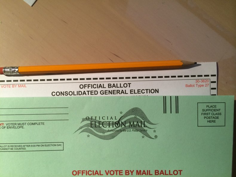A mail-in voting ballot