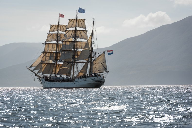 Bark Europa sails on calmer seas