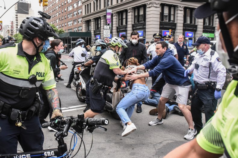 Protesters Gather In New York City To Denounce Police Killing Of Minneapolis Man George Floyd