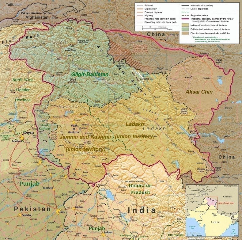india, china, pakistan, border, kashmir, ladakh, map