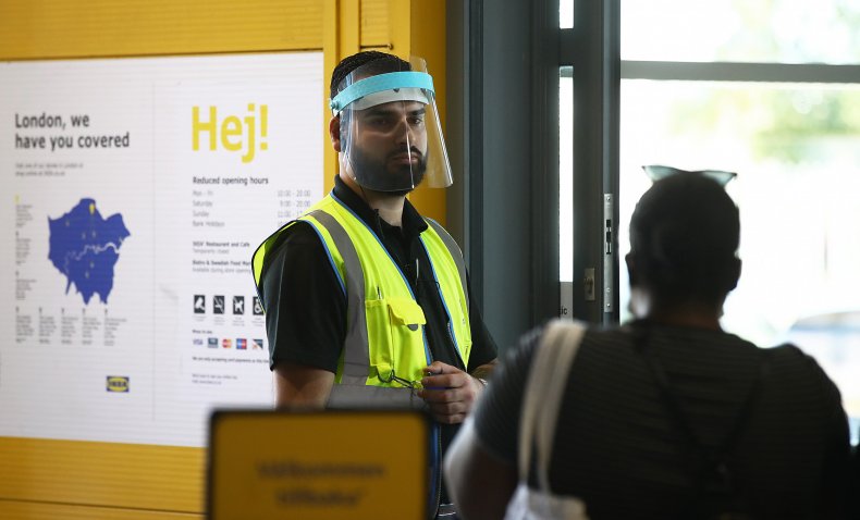 IKEA employees wore masks as they retuned to work