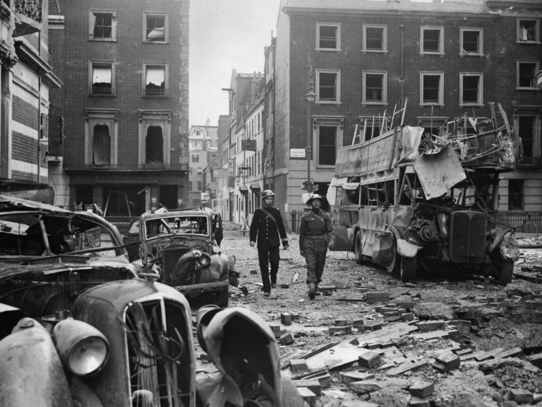 German bombing raid in London during Blitz