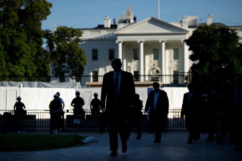 Donald Trump by the White House