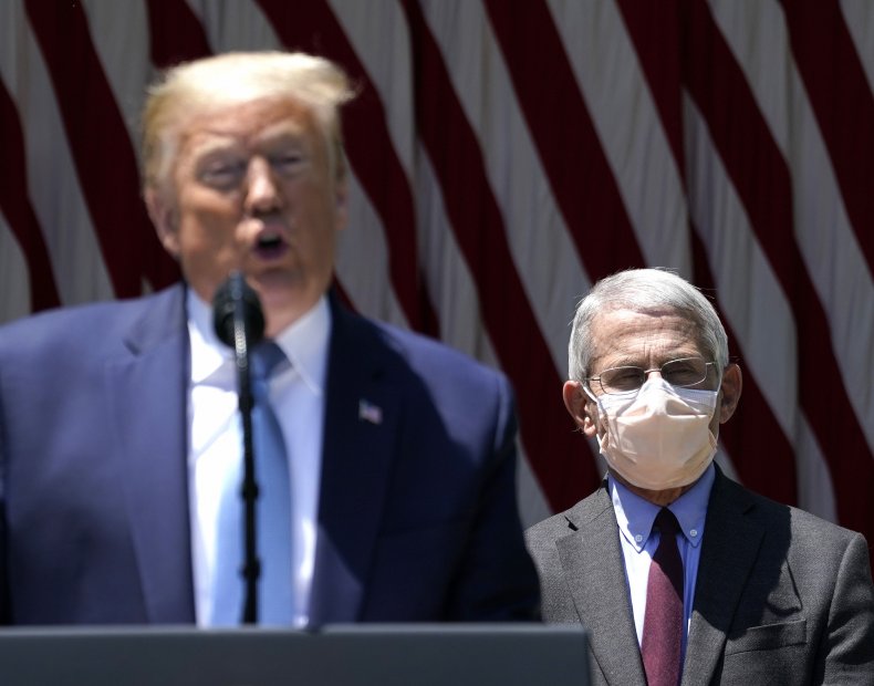 Dr. Anthony Fauci behind President Trump