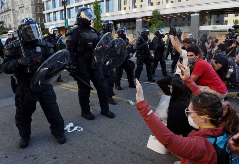 Police and protesters in Washington, D.C.