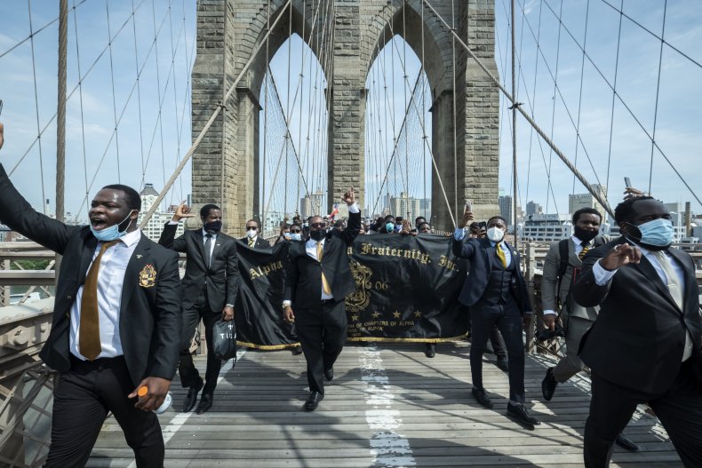 Protesters on Brooklyn Bridge