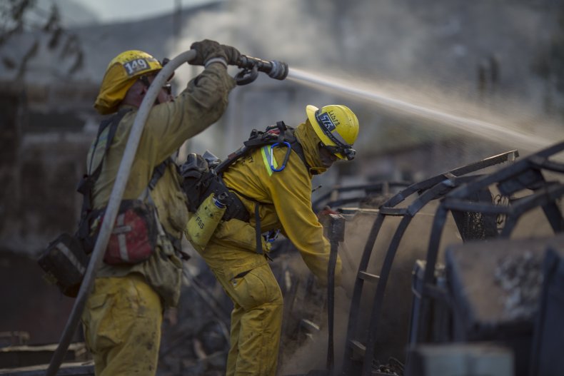 Firefighters, Angeles National Forest, Castaic, California