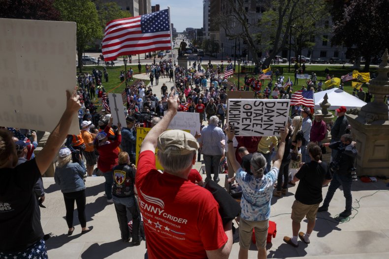Michigan protestors, coronavirus reopening