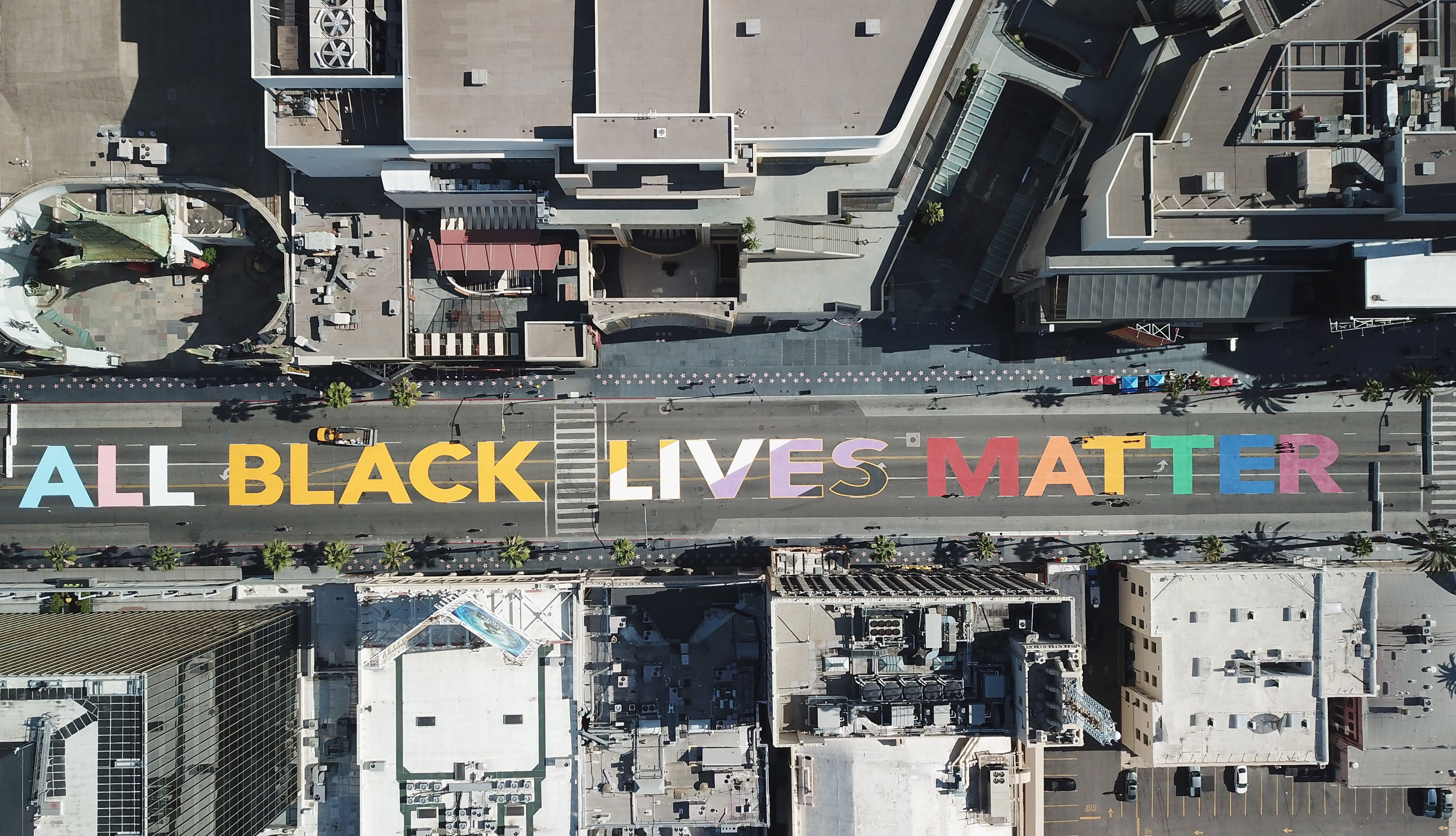 All Black Lives Matter Mural Painted On Hollywood Boulevard Washed