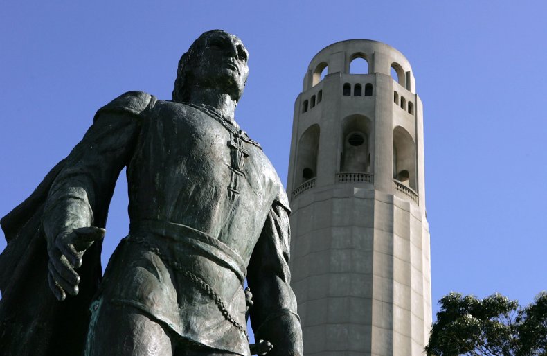 Columbus statue at Coit Tower