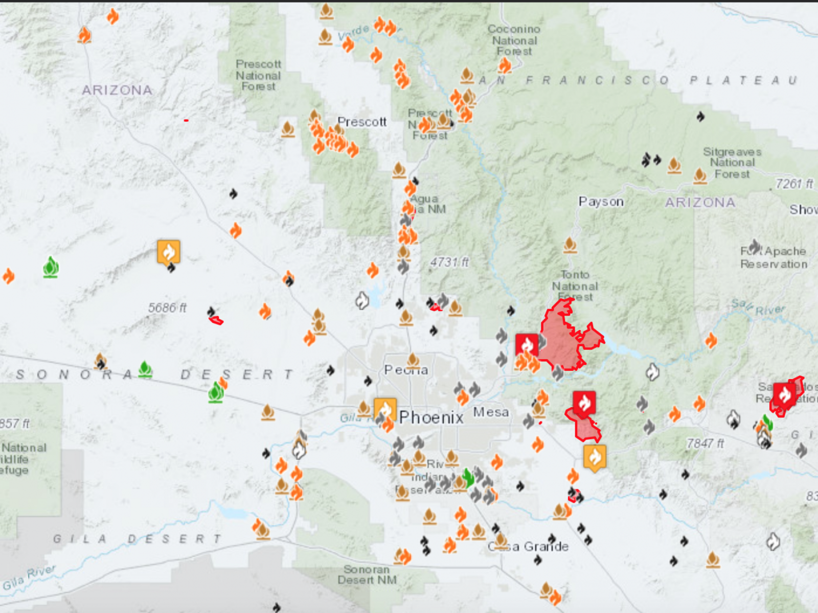 Arizona Wildfires Burning Now Map