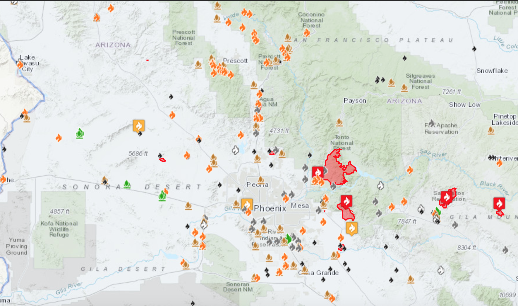 Map Of Current Wildfires In Arizona - Crabtree Valley Mall Map