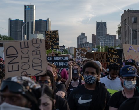 Protesters in Detroit, Michigan