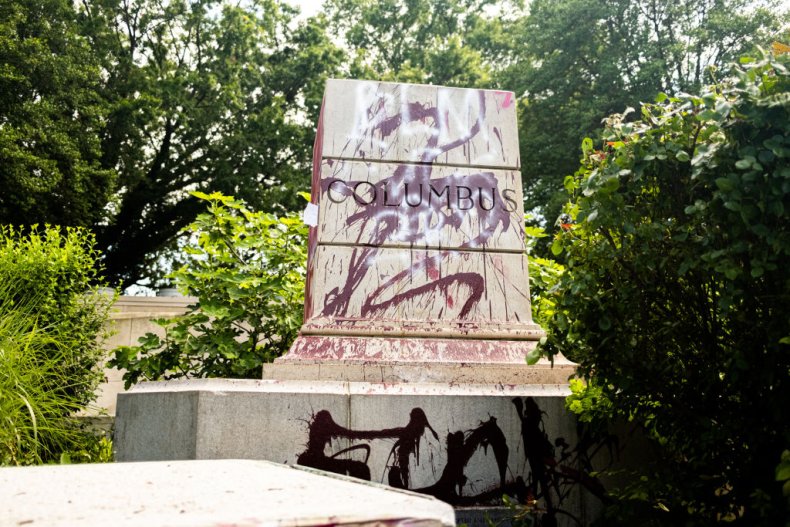 Christopher Columbus statue defaced in Virginia
