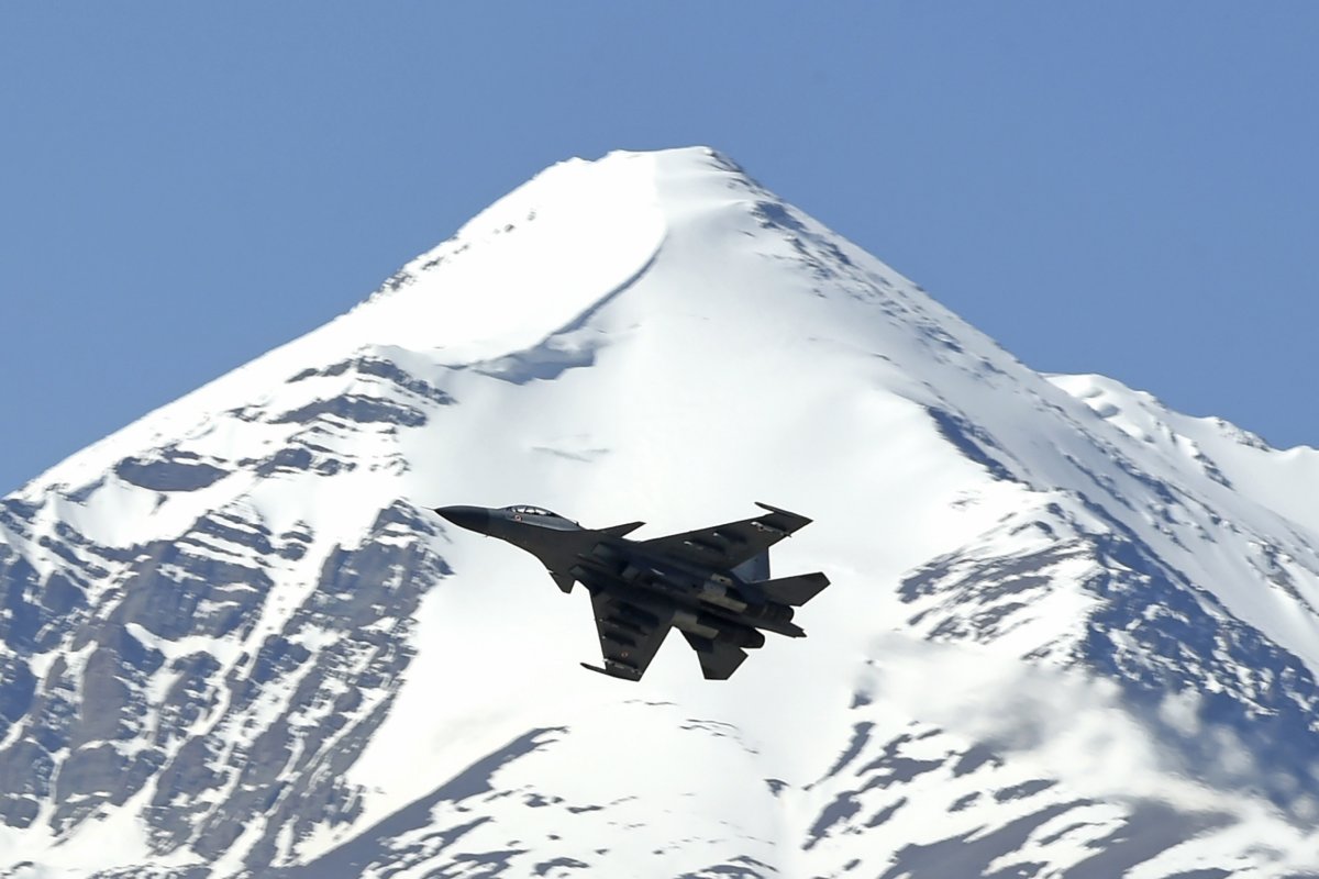 Indian fighter jet in the Himalayas