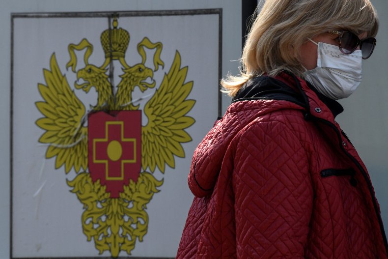 Woman by hospital Russia