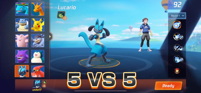 pokemon unite character selection screen lucario