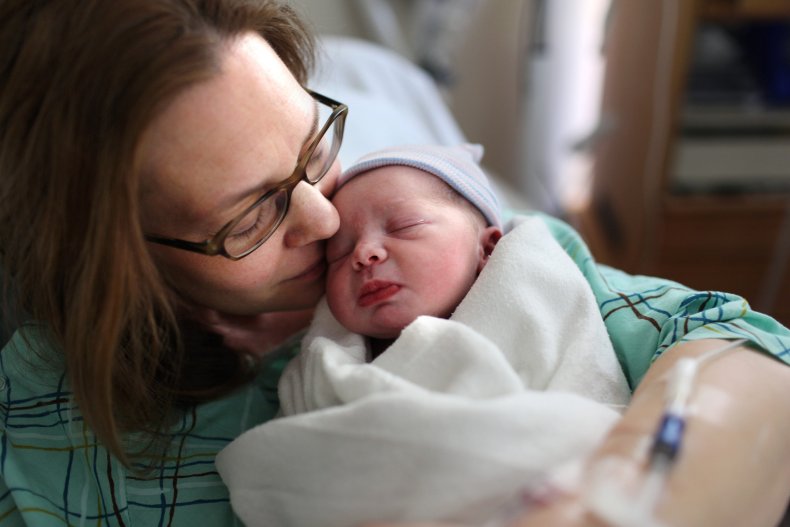 Mother with newborn baby